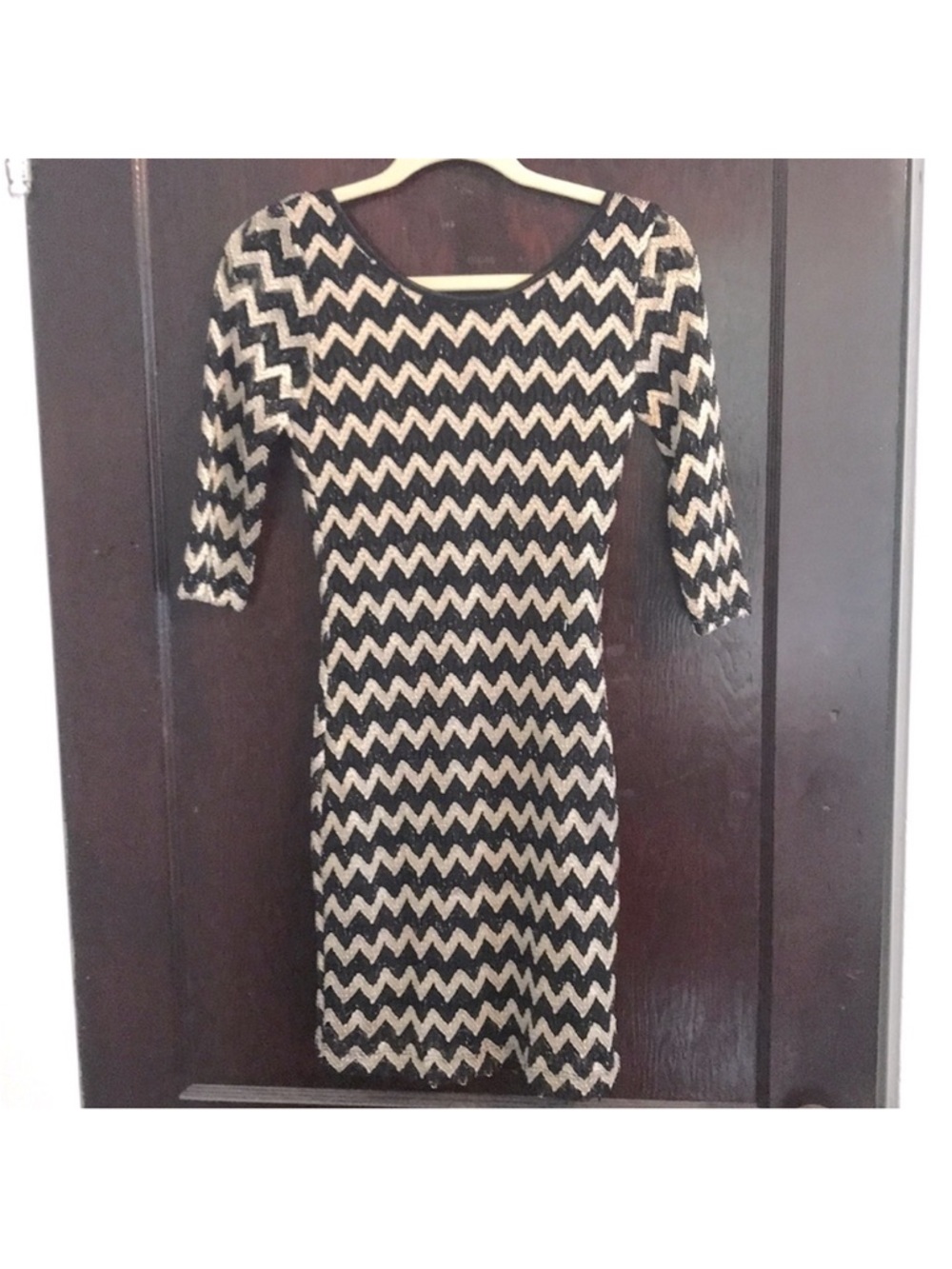 Windsor Black and Gold Chevron Bodycon Dress